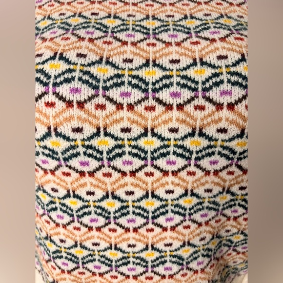 LOFT White Sweater with Multicolor Pattern - Picture 10 of 12